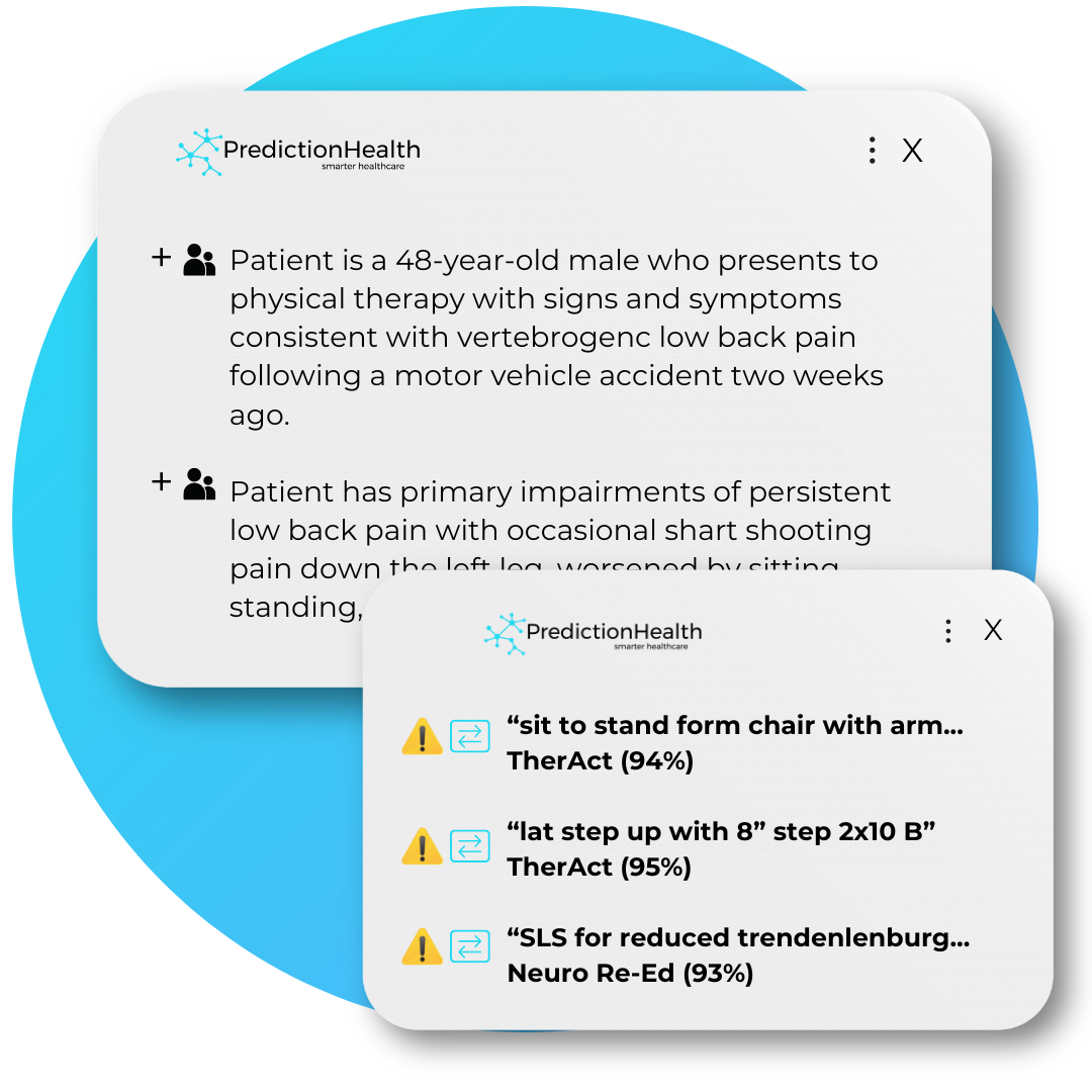 Predictionhealth and clinicient ai for rehab therapy
